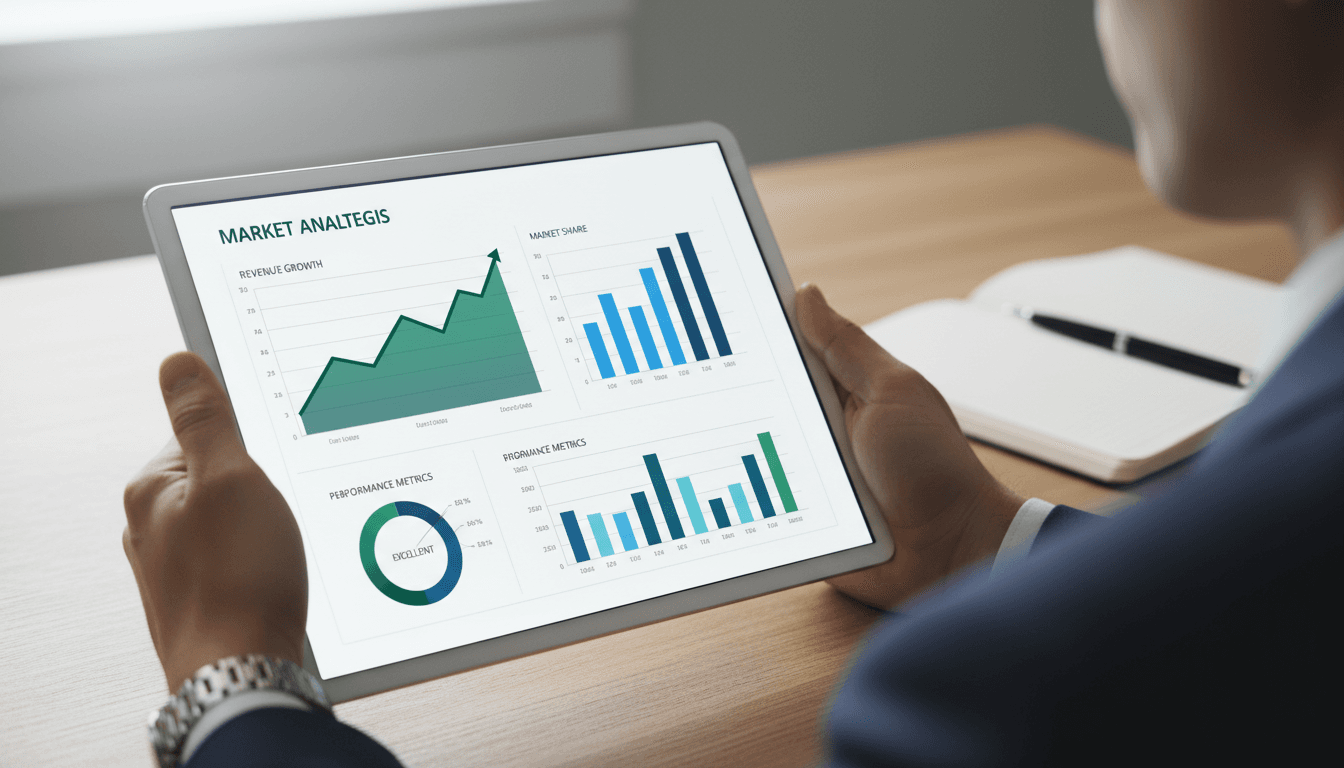 Market analysis and financial strategy displayed on tablet